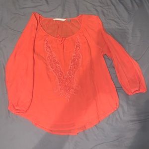 Coral quarter sleeve blouse